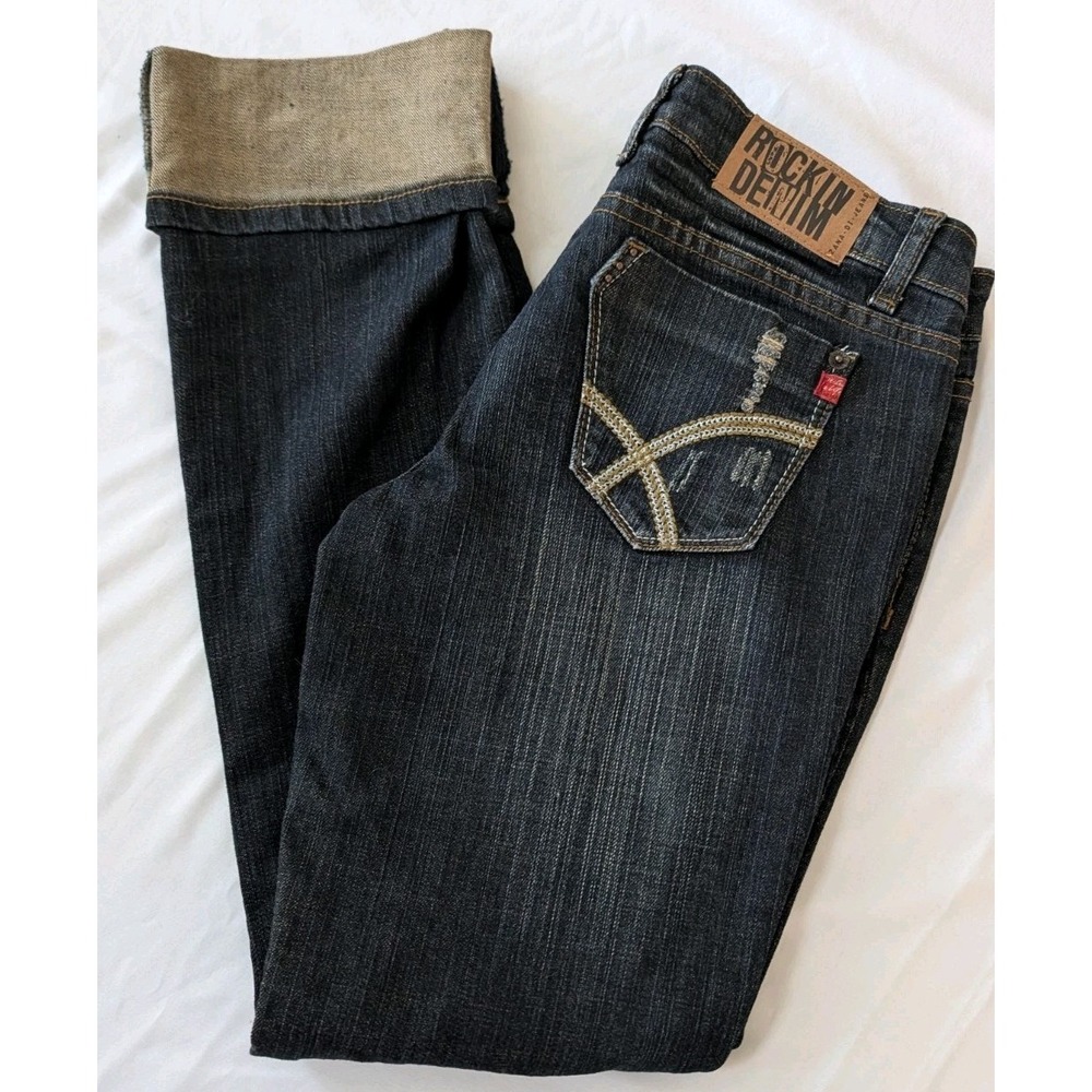 NWT Zana Di Jeans Rockin Denim Women's 9 Skinny Jeans Distressed Dark Wash Cuff